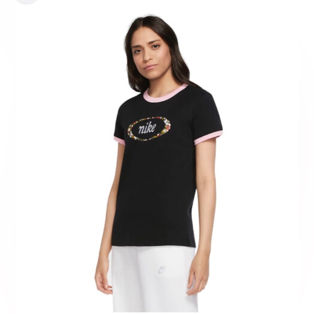 The Nike Tee | black and pink floral